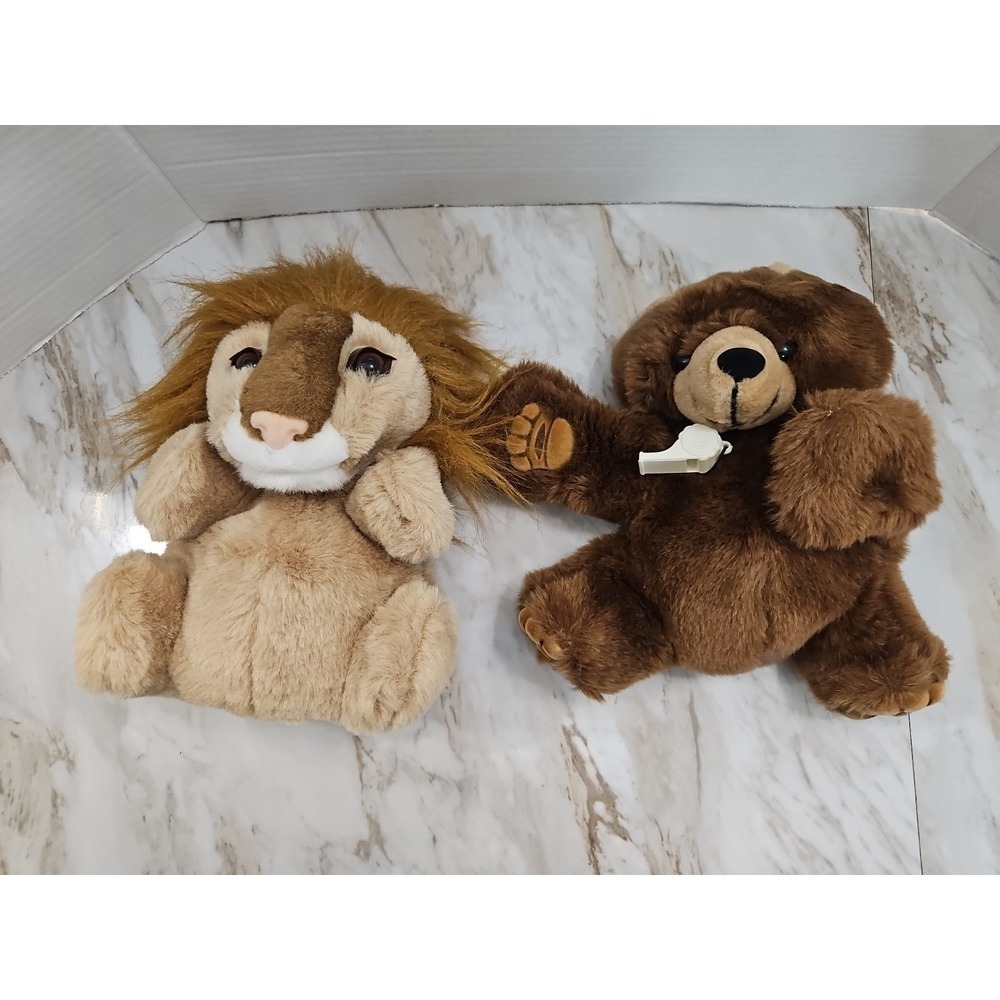 Art's Toy Vintage Lion And Bear Plush Hand Puppet  Pretend Play Soft Plush